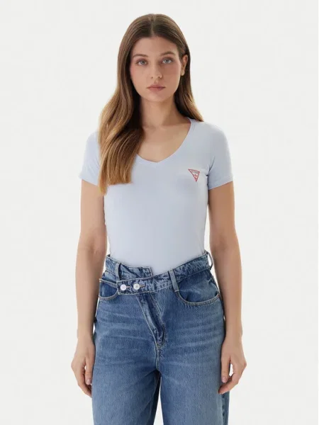 Guess Tricou celest albastru