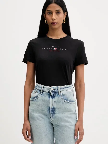 Tommy Jeans T-shirt z bawełną czarna
