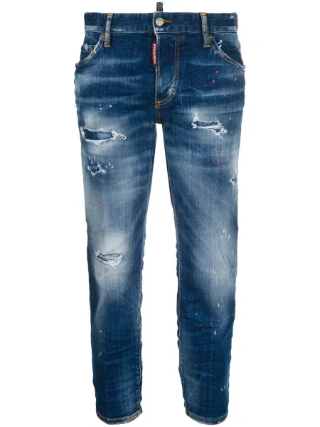Decupat blugi boyfriend Dsquared2 albastru