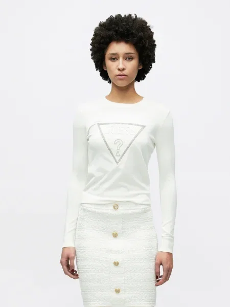 GUESS Pulover SASHA crem argintiu