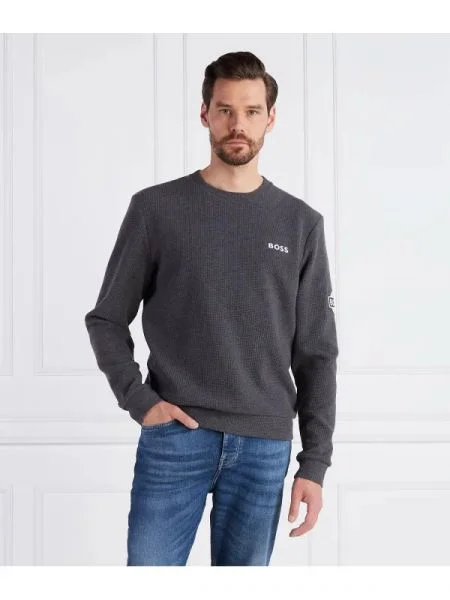 BOSS BLACK Pulover Structure Sweatshirt negru