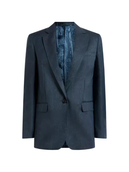 Geacă Etro de lână cu model paisley albastru