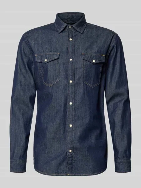 Koszula casualowa o kroju slim fit z kołnierzykiem typu kent model ‘ESHERIDAN’ Jack & Jones granatowa