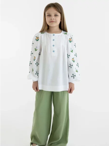 Детская рубашка Folk Moda белая