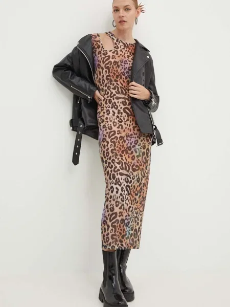 HUGO rochie maxi drept maro
