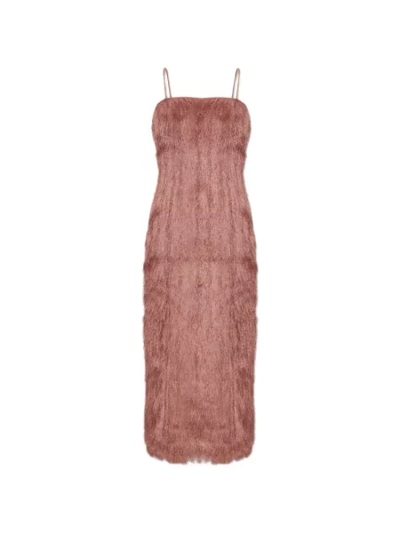 Rochie Balmain cu franjuri cu bretele roz