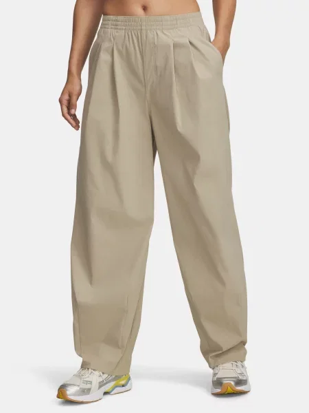 Plisirane športne hlače Under Armour kaki