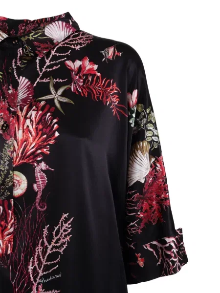 Haljina Shirtaporter s cvjetnim printom s printom crna