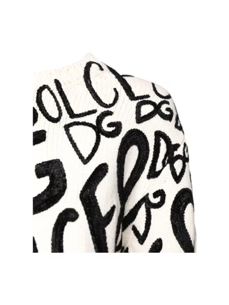 Sweter Dolce And Gabbana z nadrukiem z okrągłym dekoltem biały