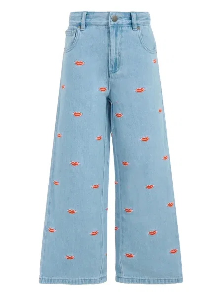 Szerokie jeansy dziecięce Stella Mccartney niebieskie