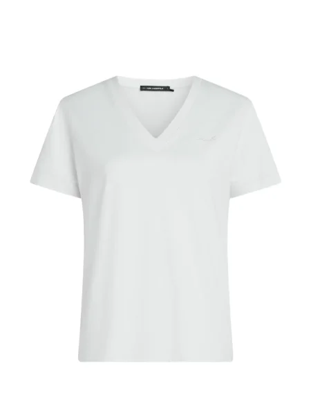 Tricou Karl Lagerfeld cu decolteu în V alb