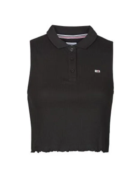 Polokošeľa Tommy Jeans bez rukávov čierna