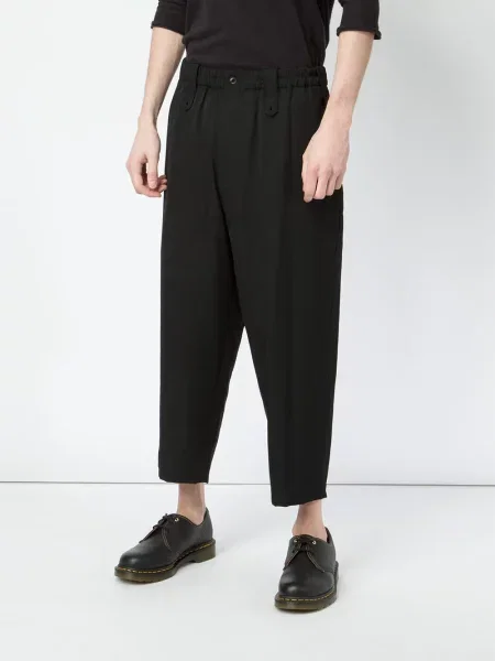Подрязан chino панталони Yohji Yamamoto черно