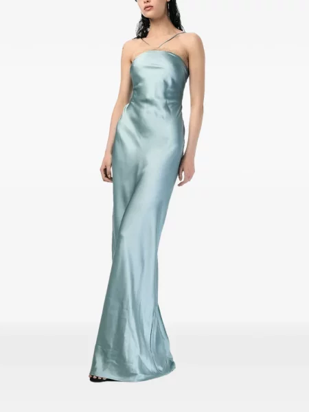 Rochie maxi Andra Andreescu din dantelă cu gât halter albastru