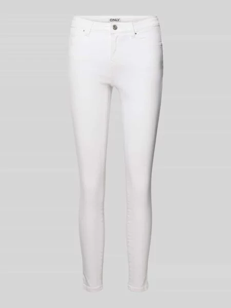 Dżinsy w kroju skinny fit z mieszanki bawełny model POWER' Only białe