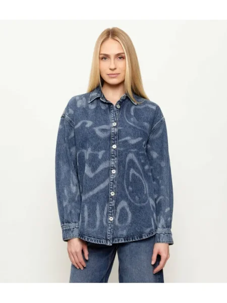Hugo Blue De blugi cămașă | Oversize fit albastru