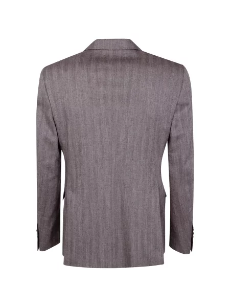 Costum Tagliatore cu model herringbone cu două rânduri de nasturi maro