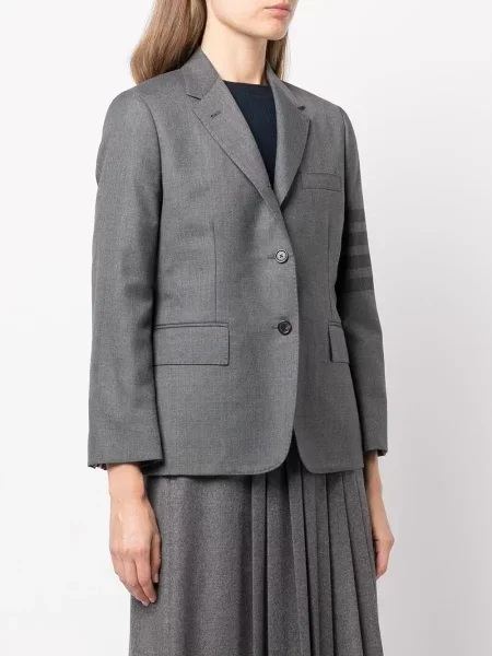 Pruhované jednořadé sako Thom Browne šedé