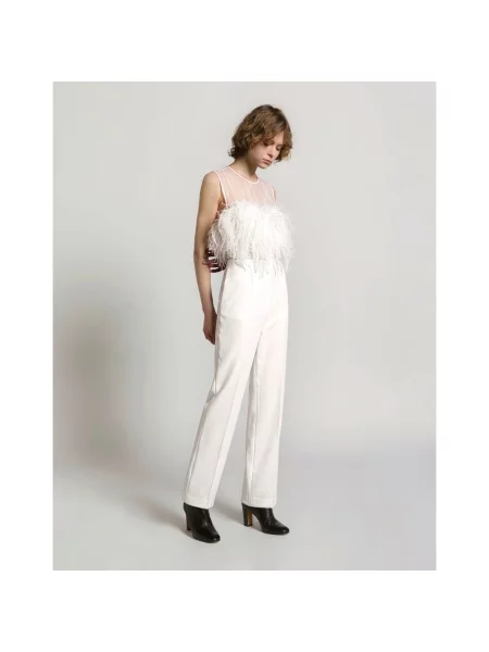 Top Alberta Ferretti w piórka biały
