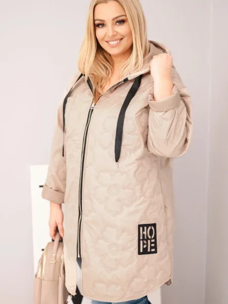 Geacă Kesi Włoski cu inscripții cu glugă bej