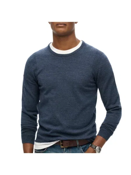 Sweter Superdry Merino Crew niebieski