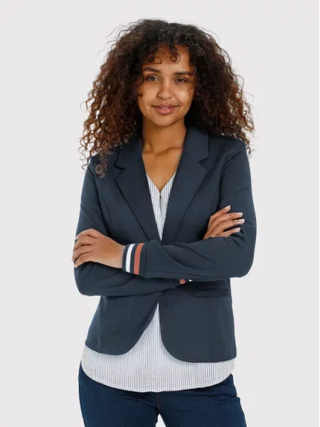 KAFFE CURVE Blazer Kinnie mornarska / konjak / bela modra
