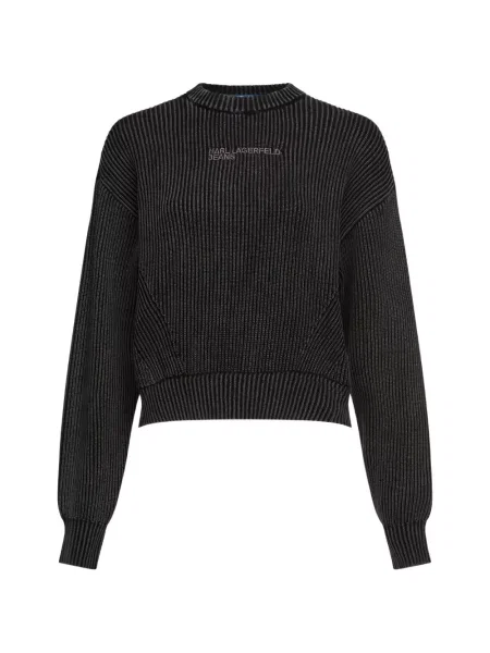 Pulover Karl Lagerfeld Jeans cu autograf negru