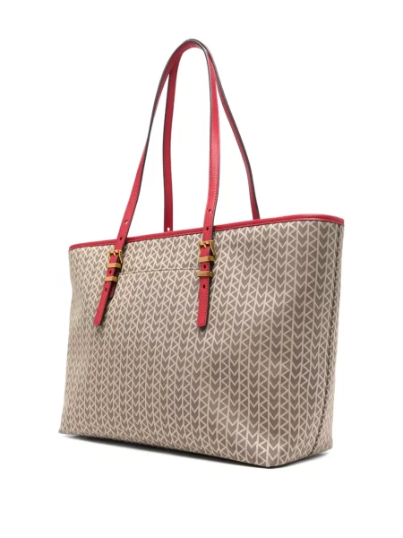 Duża torebka skórzana Michael Michael Kors na sprzączkę szara