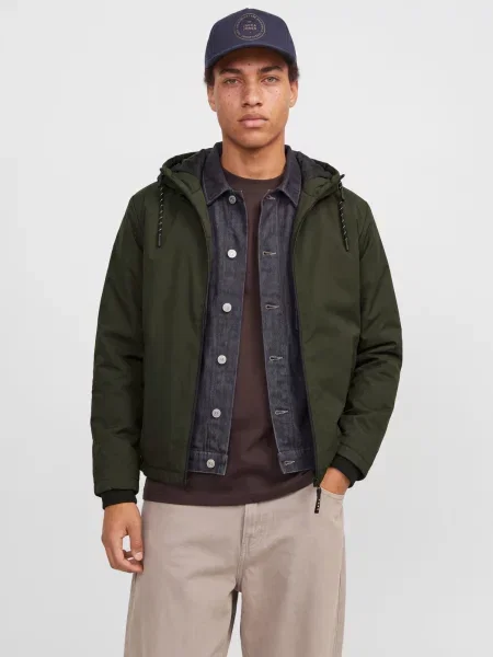 JACK & JONES Geacă de primăvară-toamnă JCOFUSION închis verde