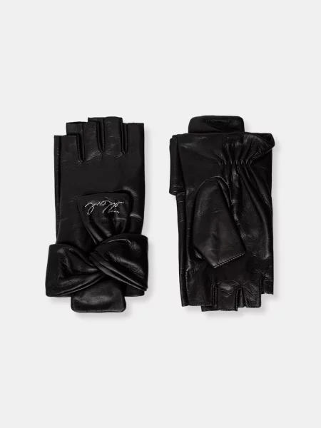 Karl Lagerfeld mănuși pentru femei din piele K/SIGNATURE negru