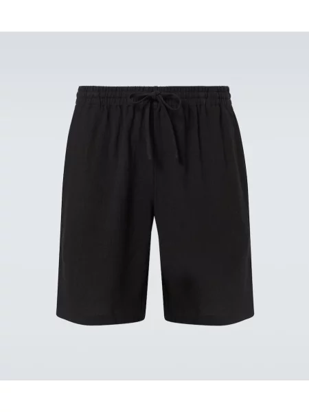 Lanene kratke hlače Le Kasha črna