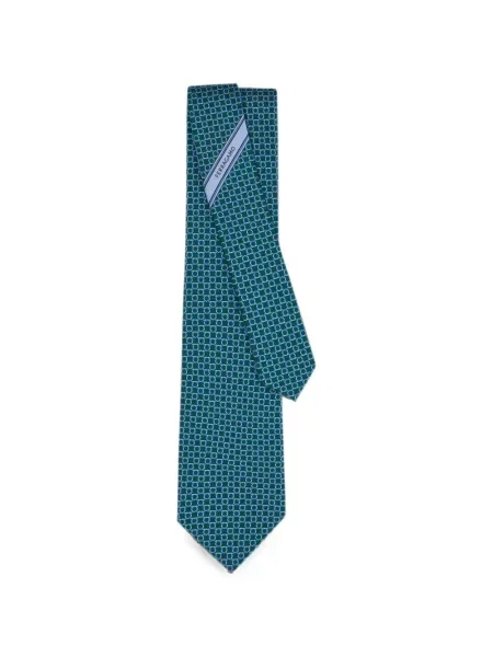 Cravată Ferragamo de mătase cu imagine verde