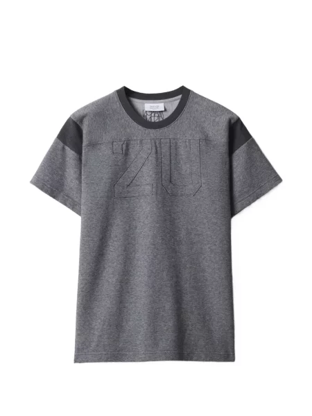 Tricou Maison Kitsune cu broderie gri