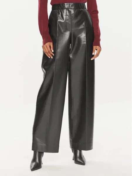 Pantaloni Calvin Klein din piele negru