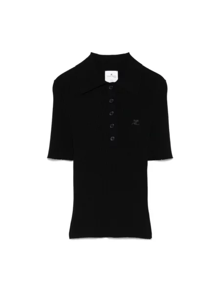Dzianinowa koszulka polo Courreges czarna