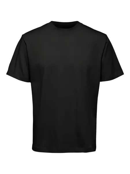 Scurt tricou Selected cu decolteu rotund negru