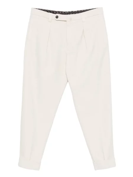 Pantaloni Berwich plisate alb