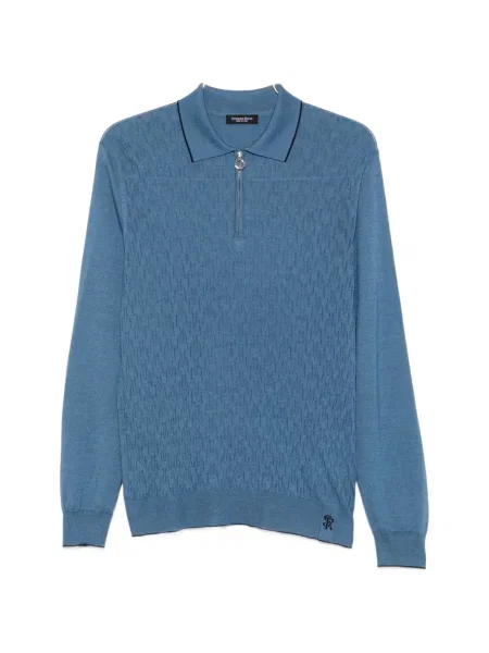 Tricou polo Stefano Ricci cu imprimeu geometric albastru