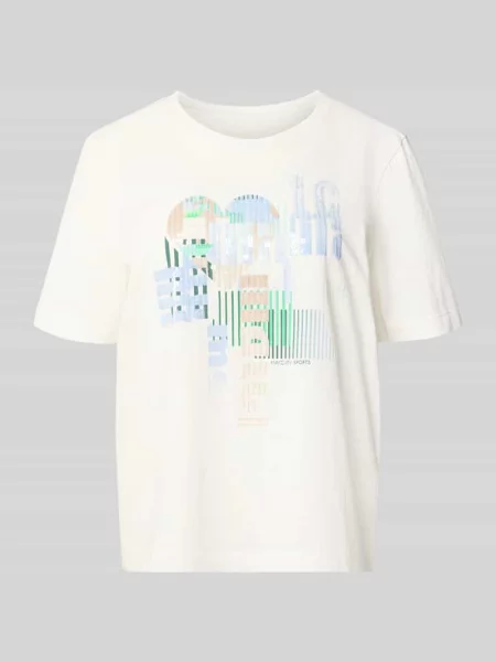 T-shirt z nadrukiem z motywem i cekinami Marc Cain biała