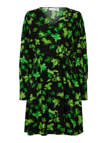 SELECTED FEMME Rochie CLARISA verde limetă / verde iarbă negru