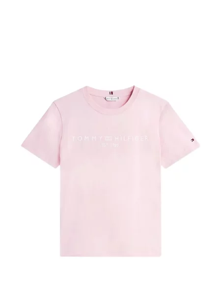Tricou Tommy Hilfiger cu autograf roz