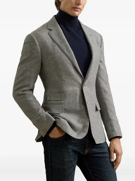 Jednořadé sako Ralph Lauren Purple Label s pepito vzorem šedé