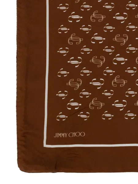 Fular Jimmy Choo de mătase cu imagine maro