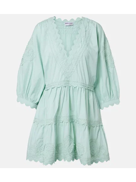 Rochie Juliet Dunn cu broderie din poplin verde