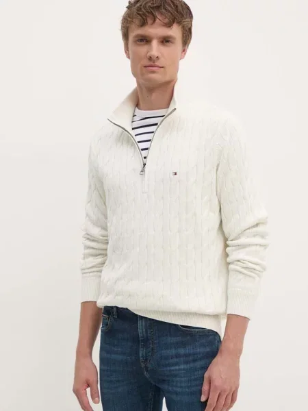 Bombažen pulover Tommy Hilfiger bež