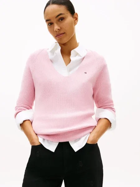 Tommy Hilfiger Sweter z dzianiny Kobiety jednolity S różowy