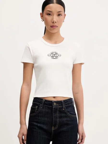 HUGO crop top γυναικείο με μπεζ