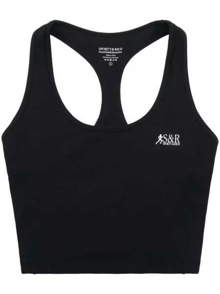 Decupat top Sporty & Rich cu imagine negru