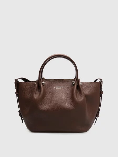 Кожаная сумка шоппер Max Mara Weekend коричневая