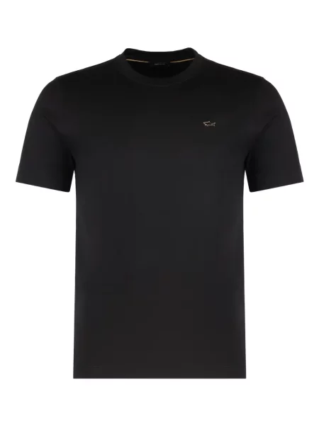 Tricou Paul & Shark cu decolteu rotund cu autograf negru